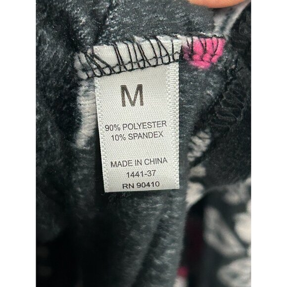 Nicole Miller New York Floral Pajama Set Long Sleeve Top Pants Black Pink Sz M - Picture 5 of 13